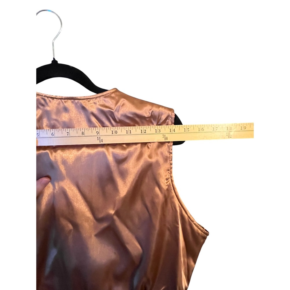 Vtg Faded Glory Leather Vest Women L Tan Suede Zip Front Cinch Back Western Boho - Picture 10 of 12